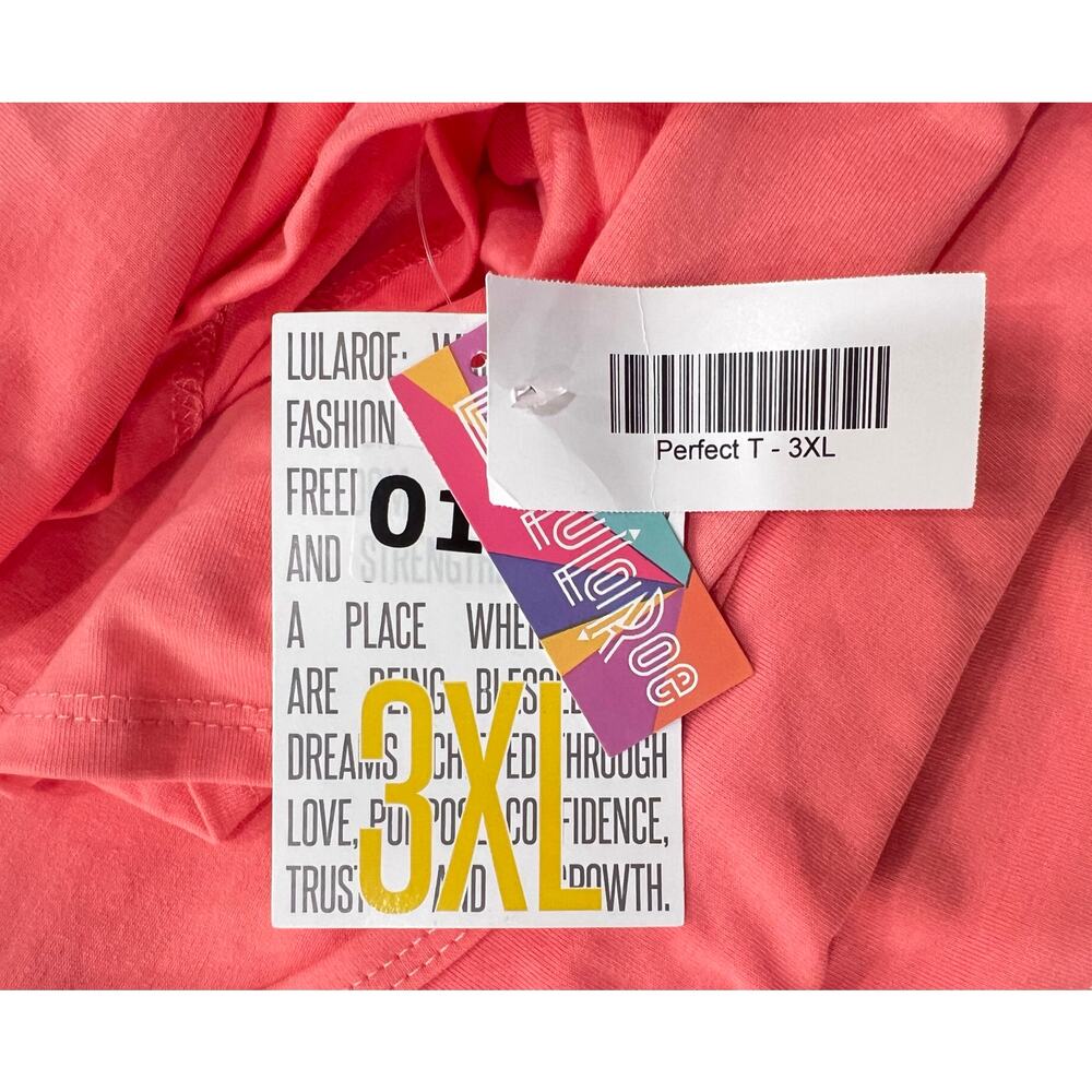 NWT Lularoe PERFECT T Women's Plus Size 3XL Solid Coral Short Sleeve NEW Tunic - Picture 7 of 9